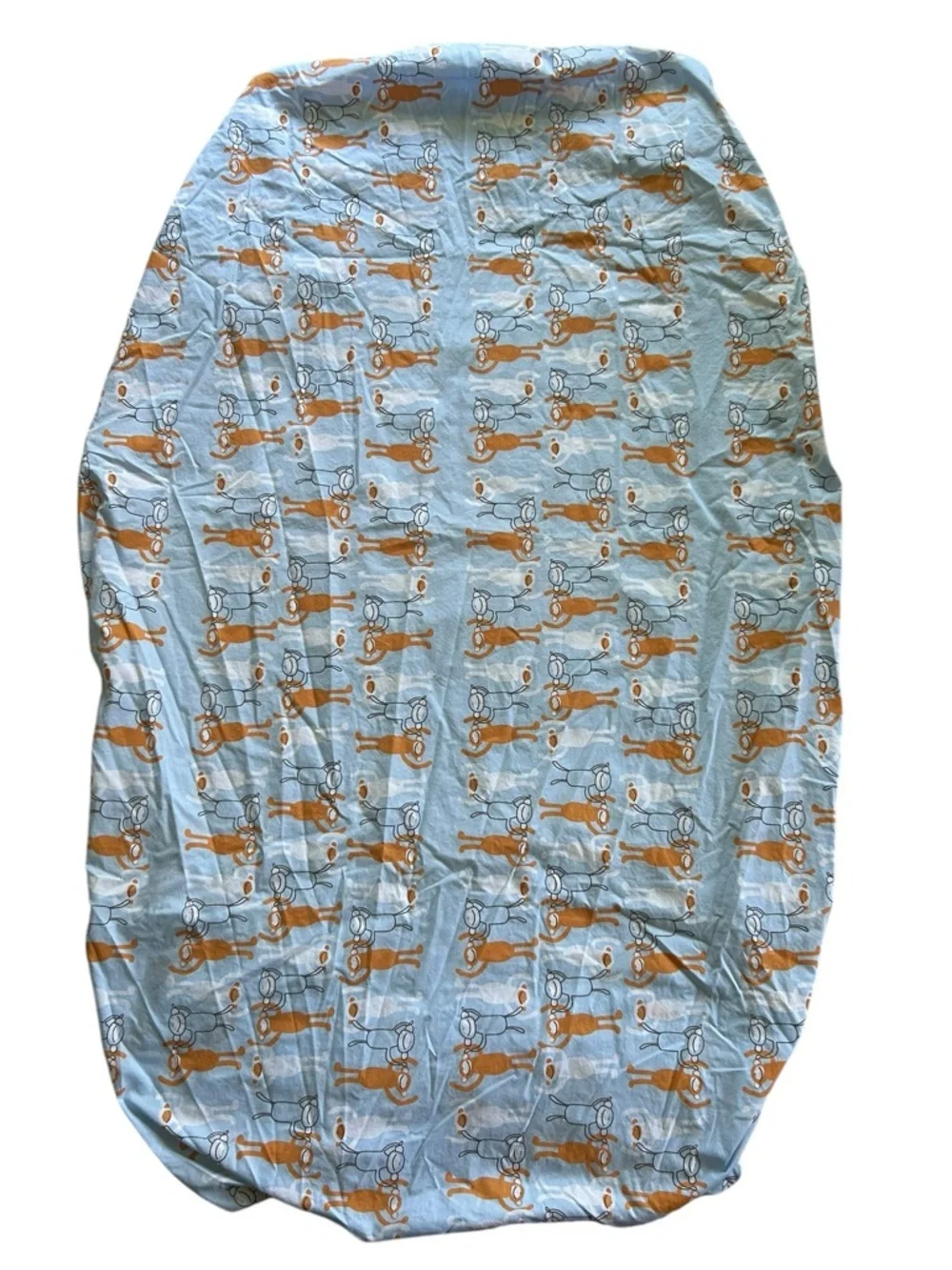 Pottery Barn Kids Crib Sheet 100% Cotton Whimsical Monkey 53”x26”+8” Baby Infant